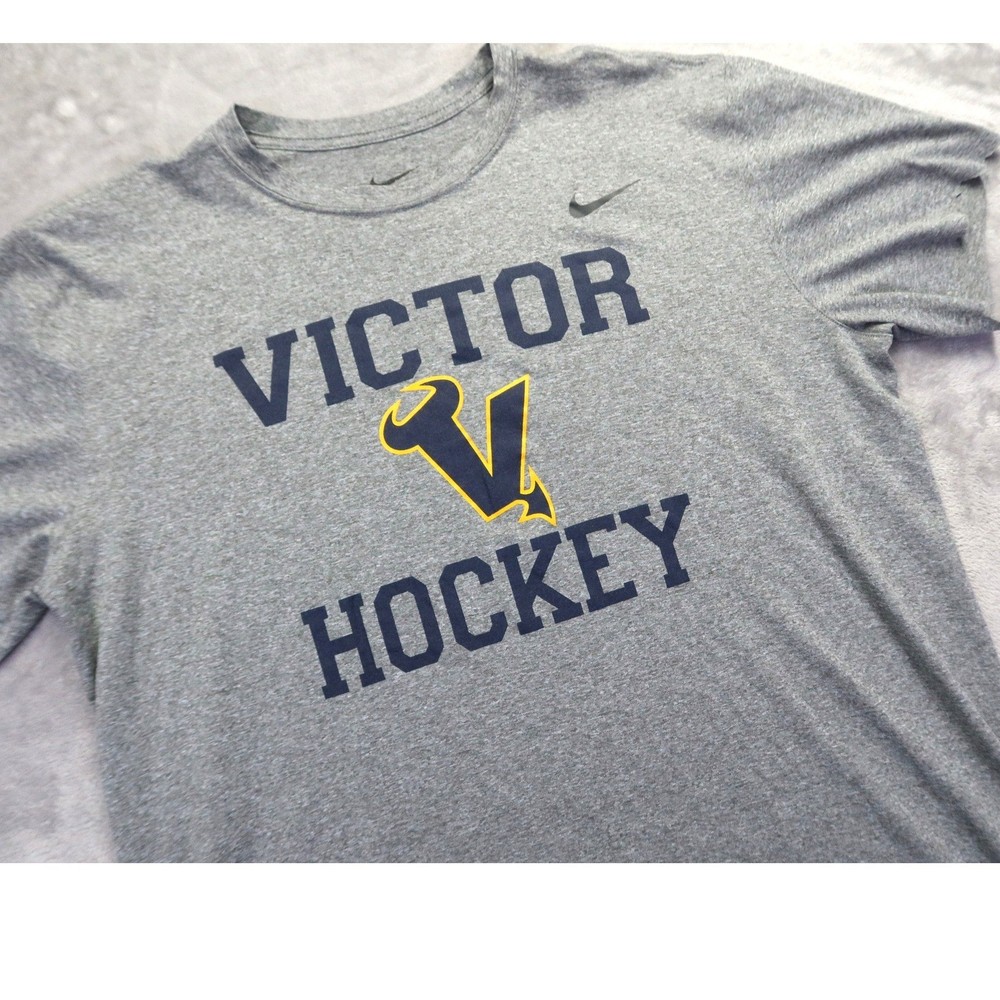 Nike Dri-FIT Men's Victor Hockey T-Shirt Gray Athletic L Sleeves Cut