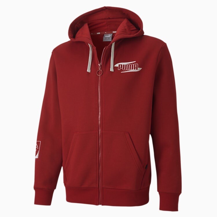 Puma Rebel Full Zip Fleece Hoodie Jacket Sweatshirt Deep Dark Red MENS XL NEW