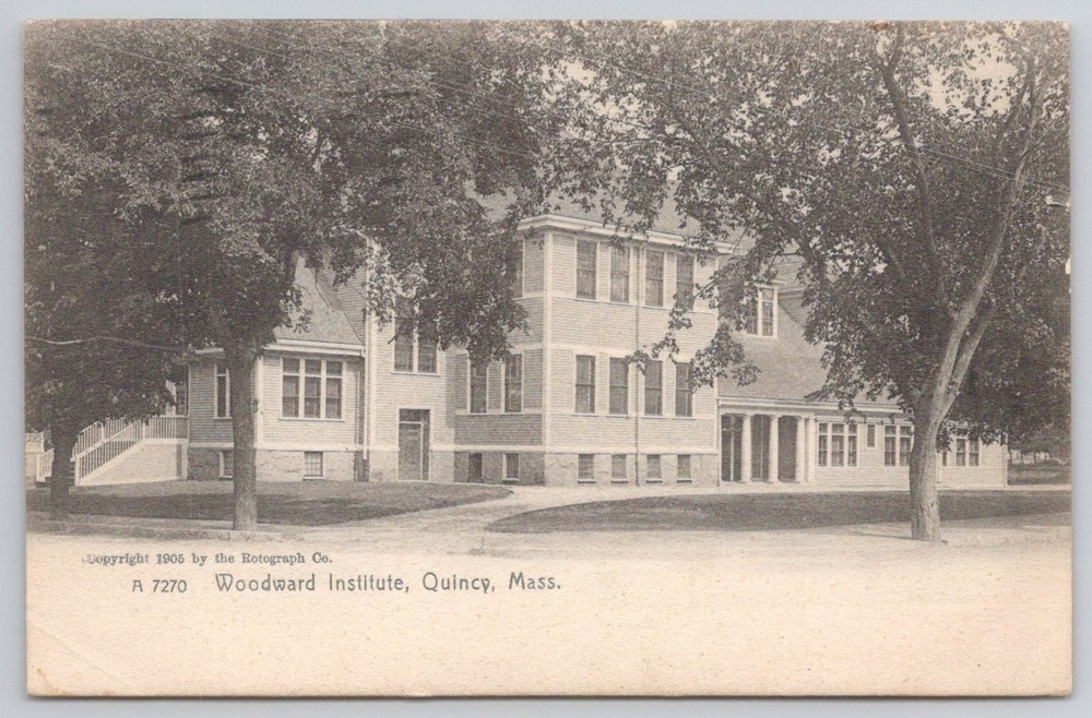 1906 Woodward Institute Quincy, MA Rotograph Postcard Posted 1911