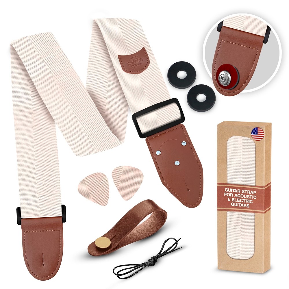 Guitar Strap For Acoustic Guitars, Electric Guitars and Bass Guitars, Adjusta...