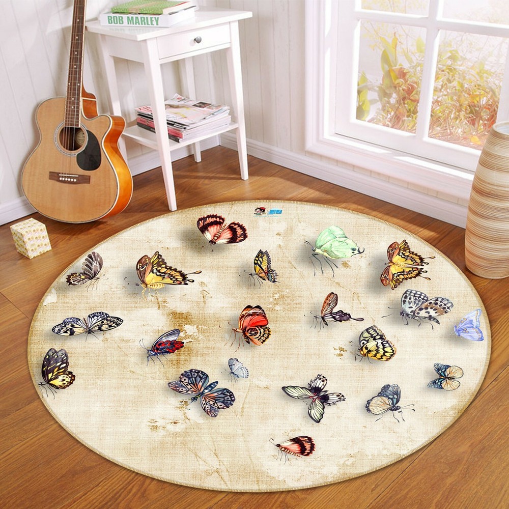 3D Color Butterfly Retro NAO9916 Game Rug Mat Elegant Photo Carpet Mat Fay
