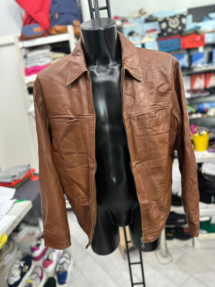 Vintage Brown Leather Jacket For Men Size XL Model LLV688