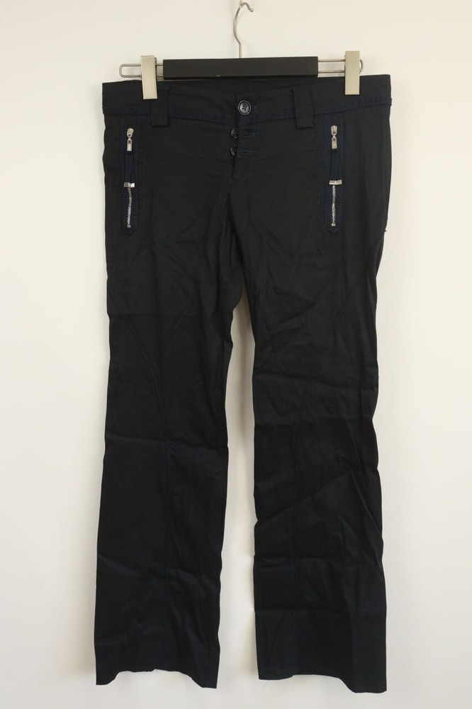 HIGH USE Claire Campbell Black Wide-Leg Zipper Trousers Pants I46 F42 D40 USA30