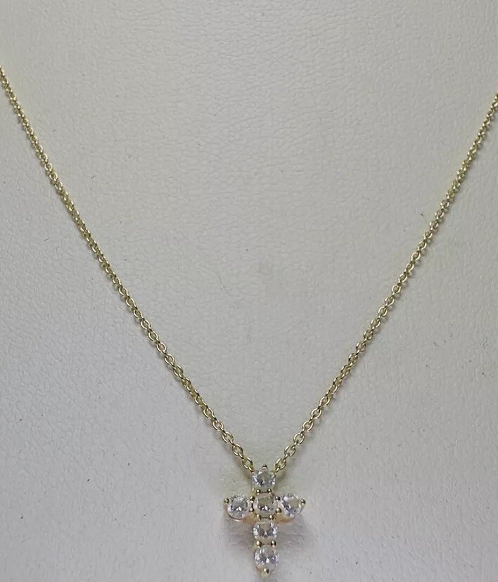 Vermeil 14k Gold Over Sterling Silver 925 Dainty Cross Pendant Necklace 16”-18”
