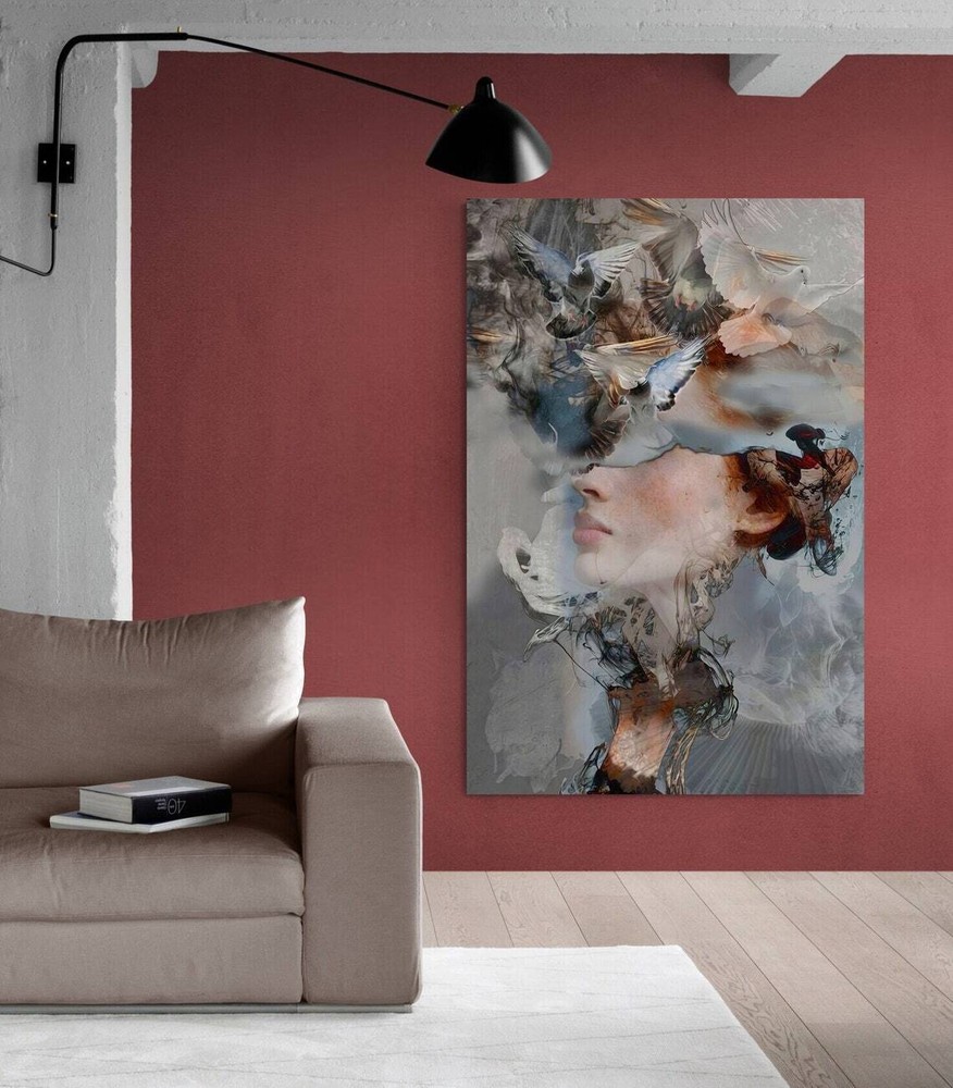 Surreal Woman Face Wall Art Canvas Unframed Print Art