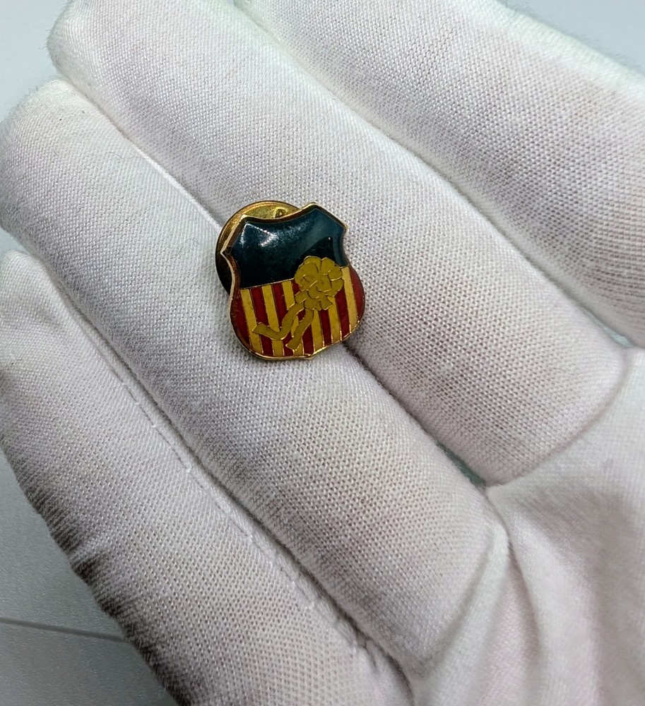 Vintage United States Flag Shield with Yellow Flower Ribbon Enamel Lapel Pin
