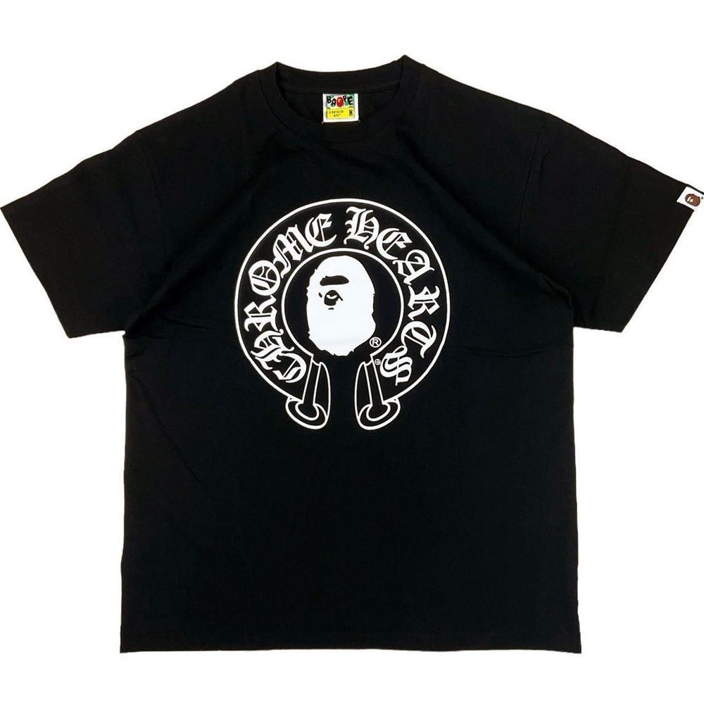 A Bathing Ape x Chrome Hearts Logo Graphic Crew Neck Tee Black Men’s Small-Large