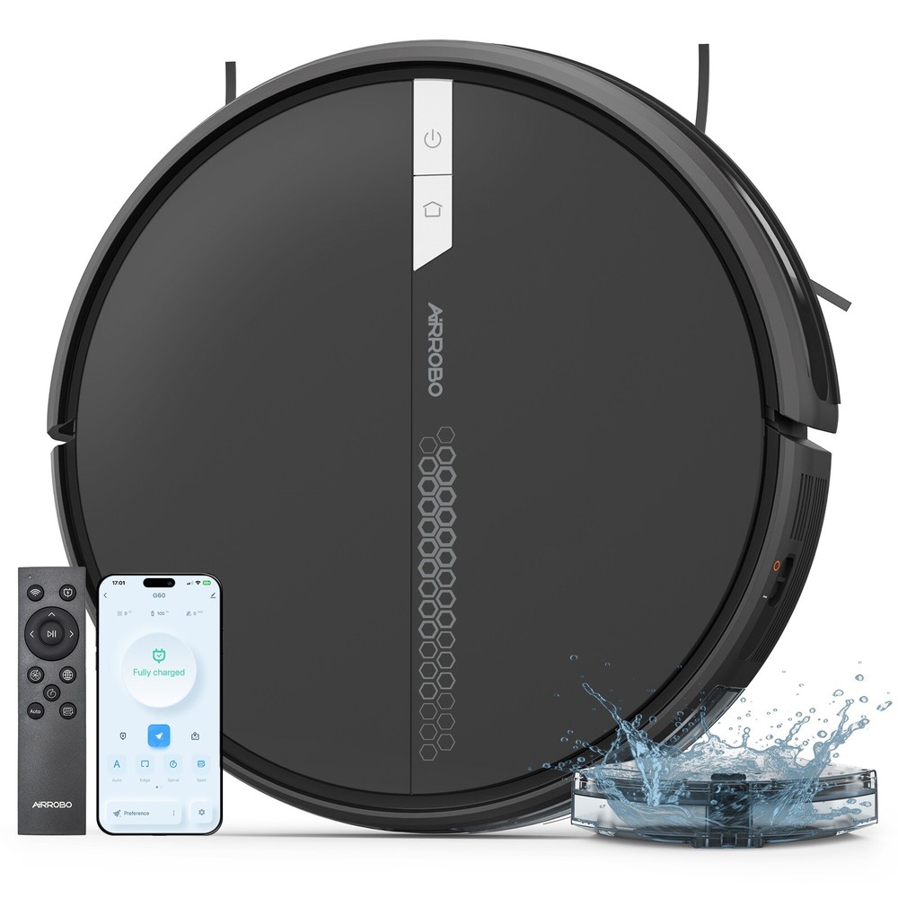 Robotic Vacuum and Mop Cleaner 3000Pa Suction 120Min Runtime Self-Charging AIRROBO