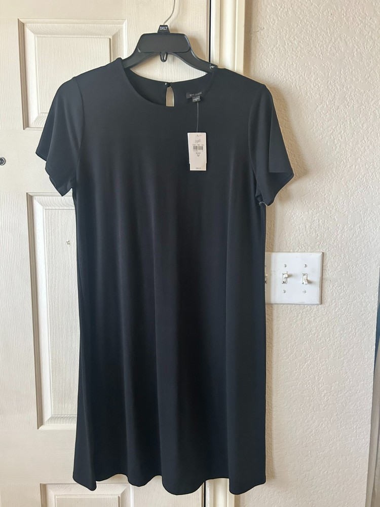 J. Jill Solid Black Short Sleeve Dress Size M New With Tags