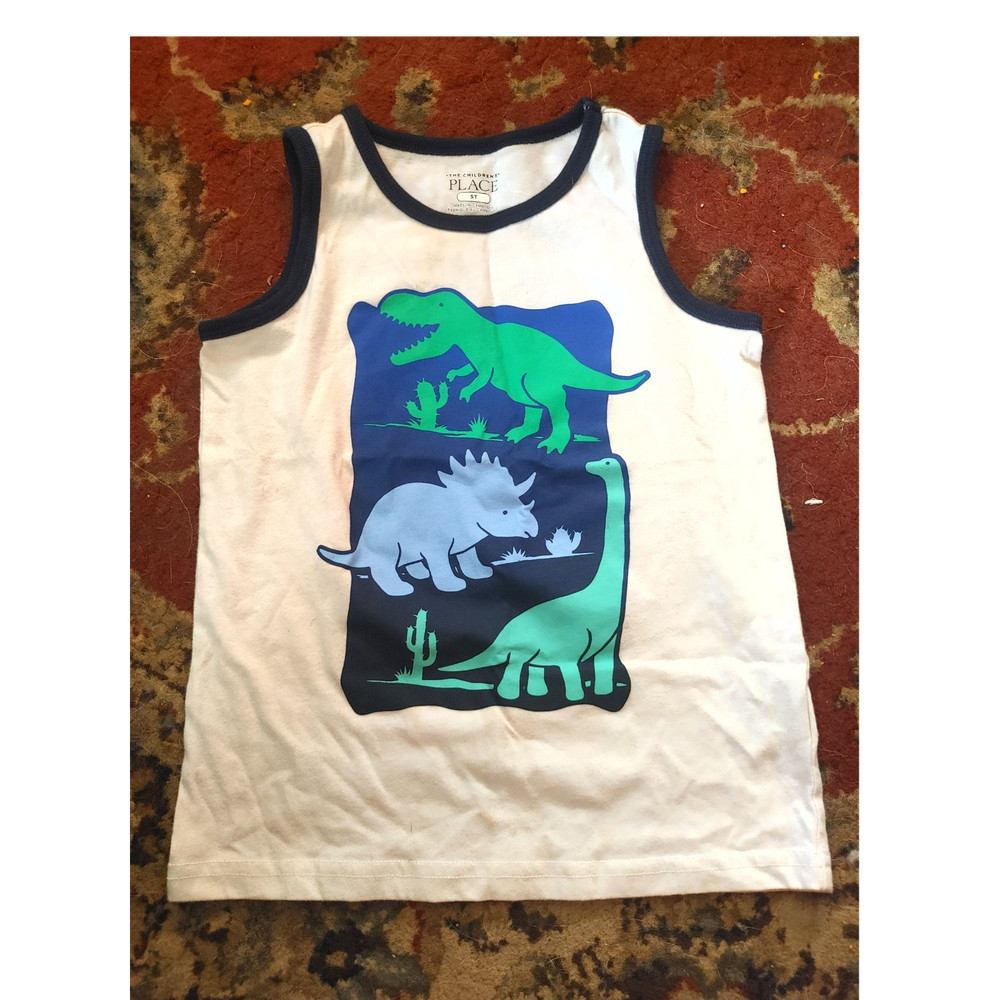 The Children's Place Boys 5T Tank Tops Lot Dinosaur Camouflage Striped Cotton