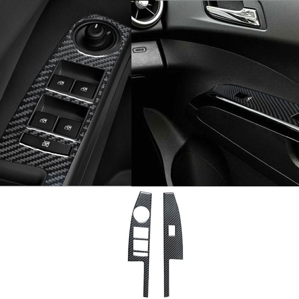 Chevrolet Sonic Carbon Fiber Window Control Cover Trim 2Pcs