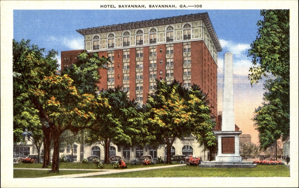 Hotel Savannah Georgia GA Johnson Square General Green Monument~1930s