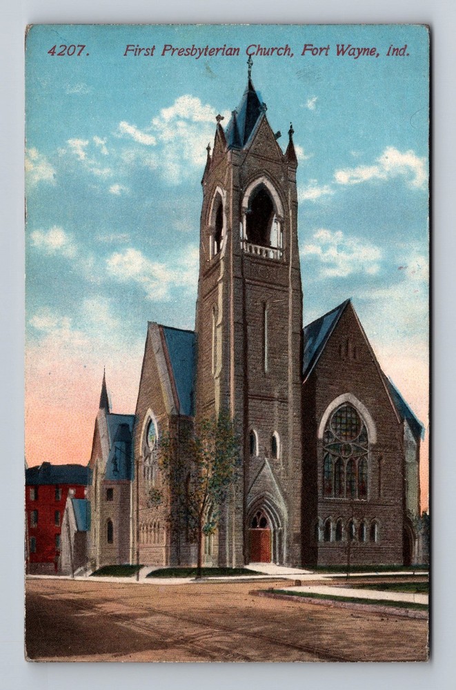 Fort Wayne IN-Indiana First Presbyterian Church Vintage Postcard