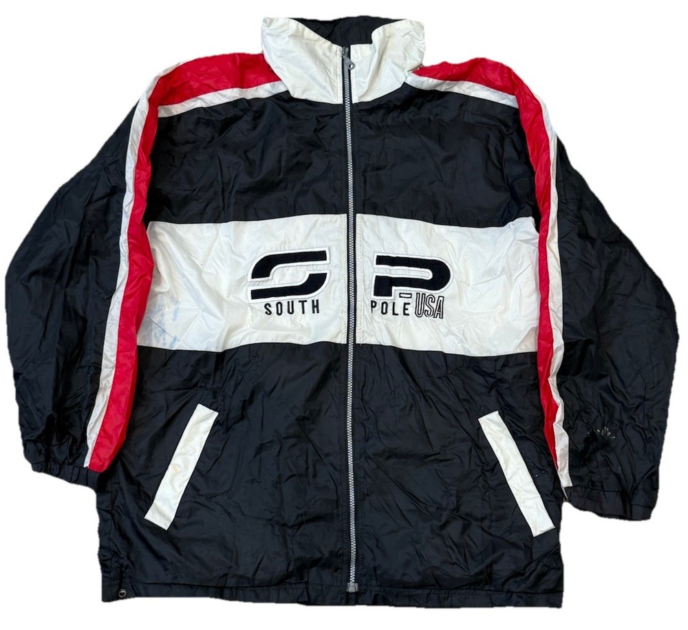 Vintage South pole Windbreaker Jacket Men’s XL USA Nylon Full Zip Stains