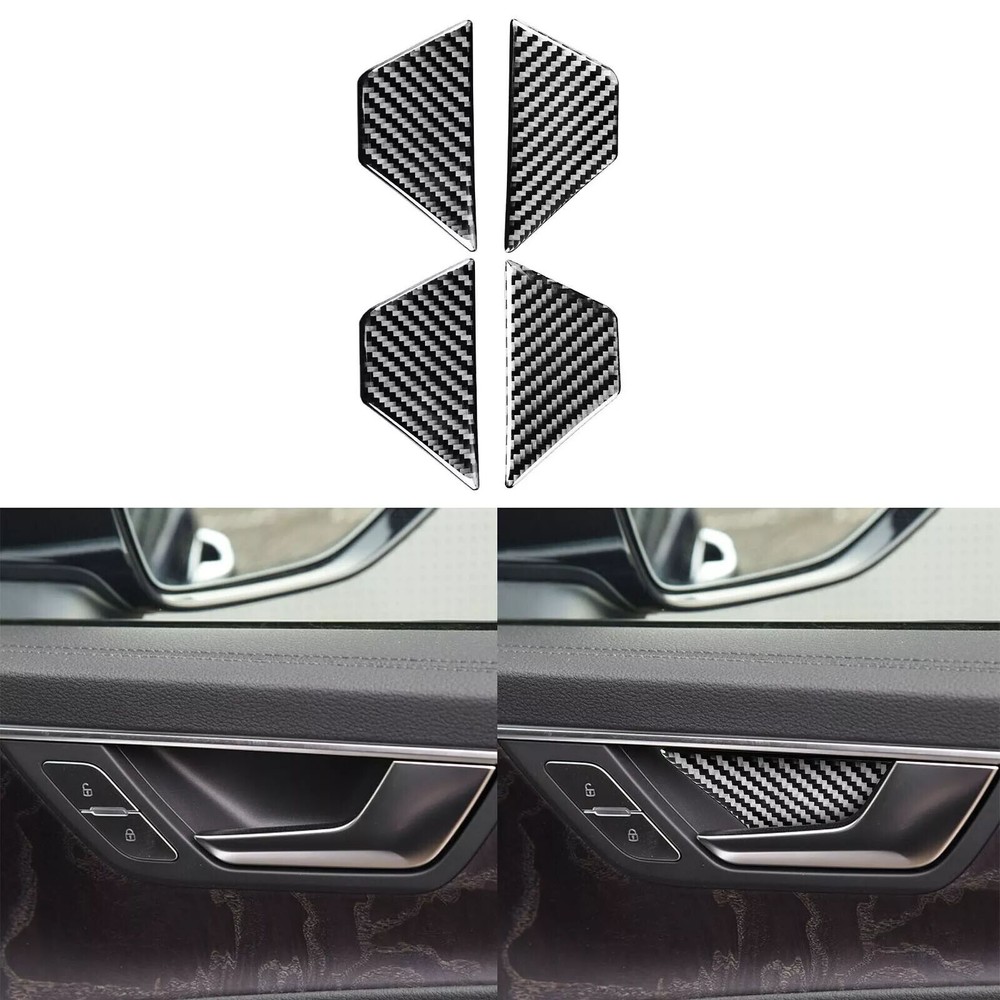 4Pcs Real Carbon Fiber Interior Door Handle Bowl Cover For Audi A6 C8 A7 2019-24