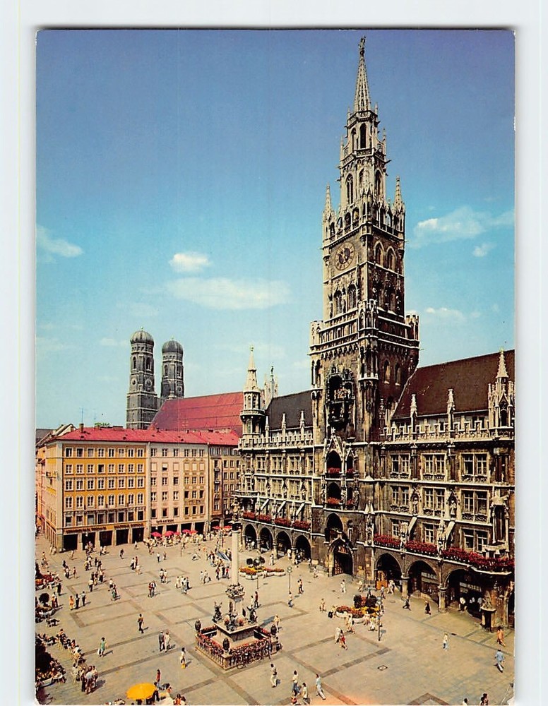 Postcard Town Hall & Frauenkirche Munich Germany
