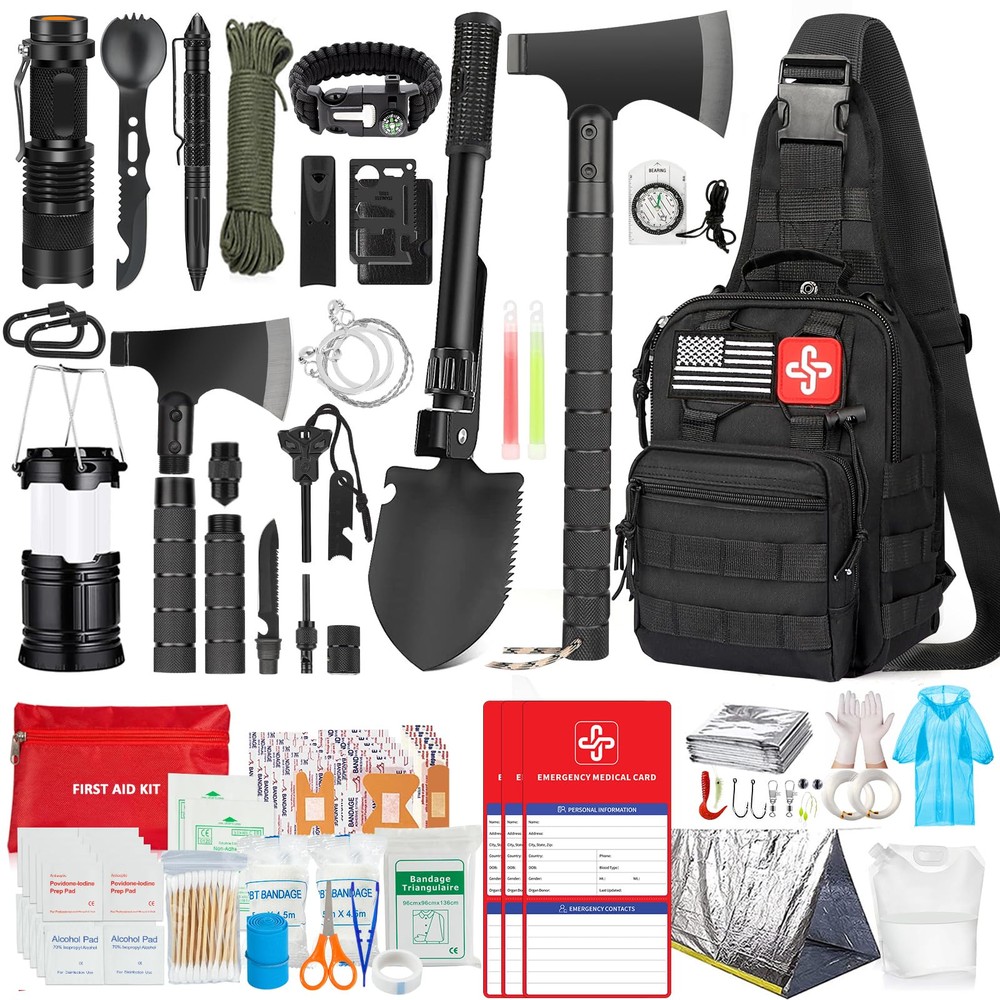 Survival Kit, 262Pcs Survival Gear and Supplies with First Aid Kit Pouch and ...