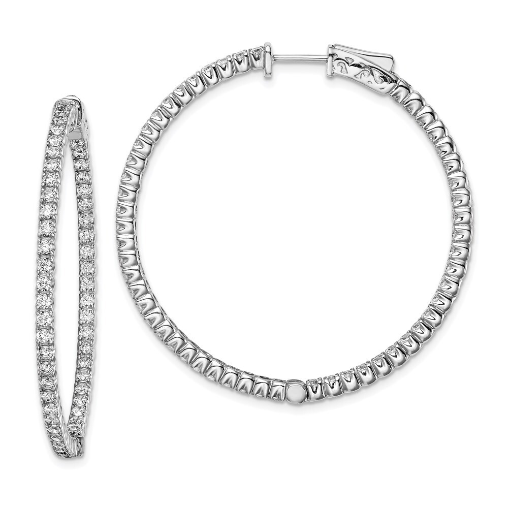 Sterling Silver 1.75mm CZ Hinged Hoop Earrings 7.82g Elegant & Lightweight