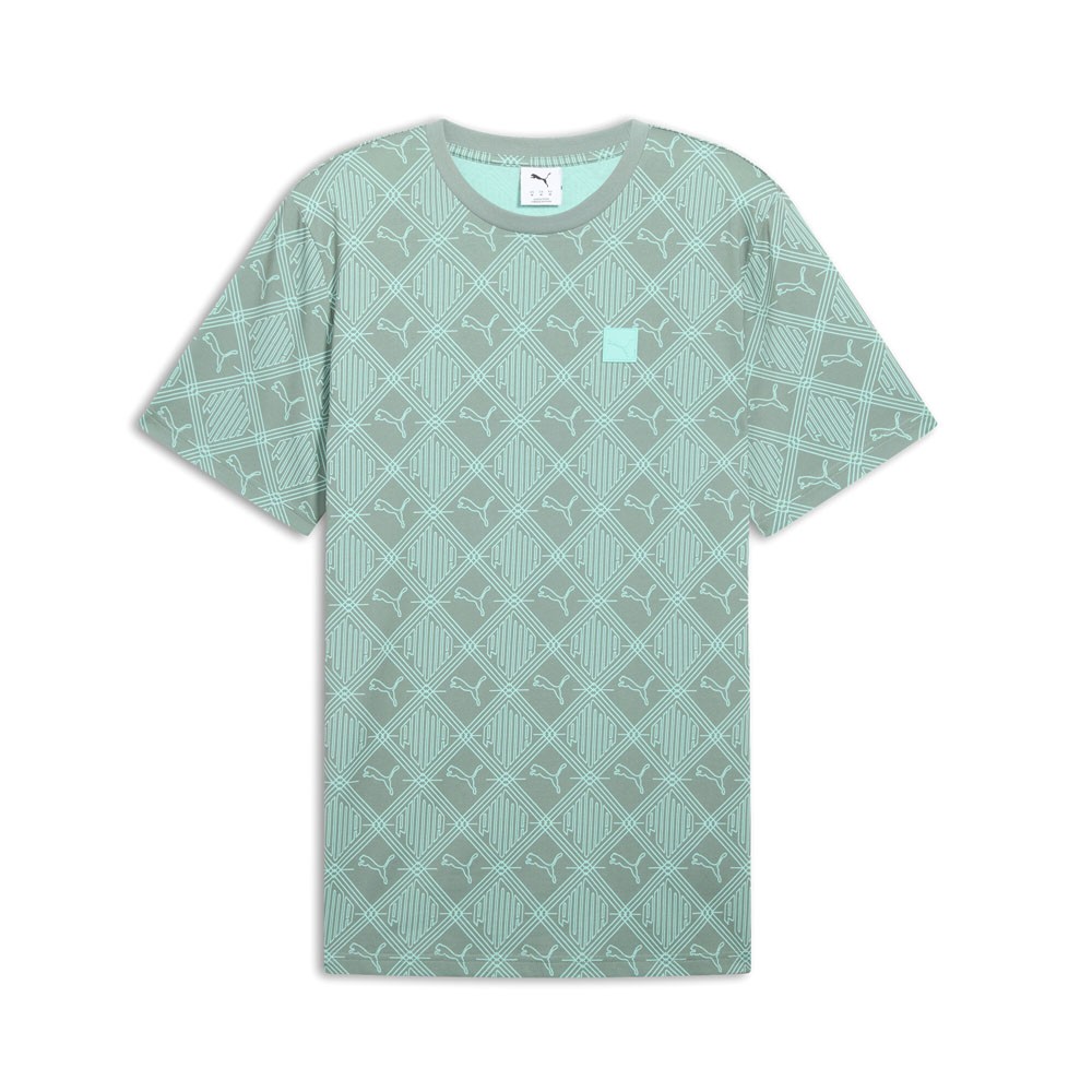 PUMA Essentials Logomania Graphic Crew Neck Short Sleeve T-Shirt Mens Green Casu