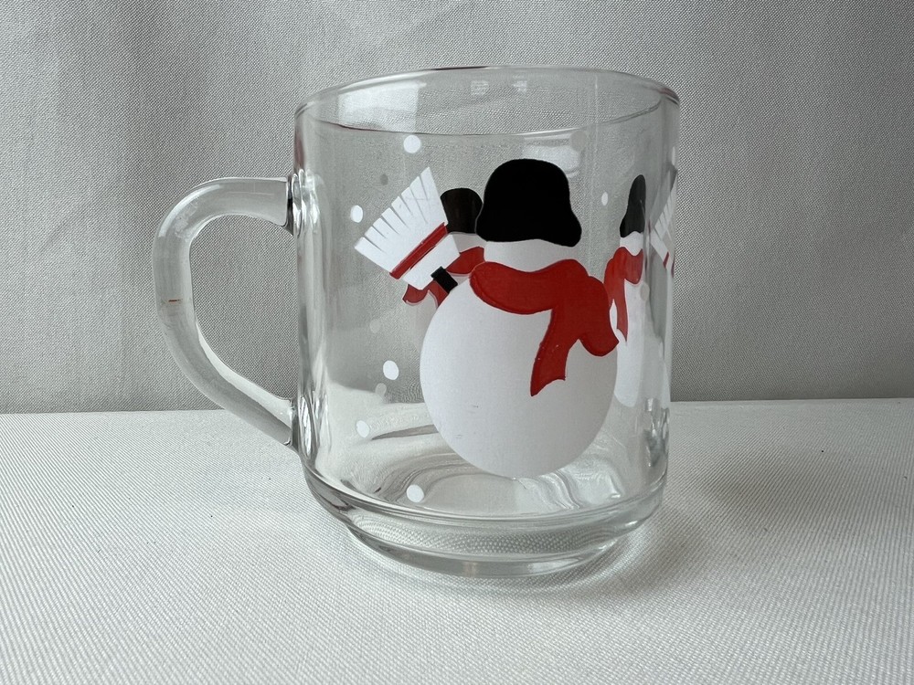 Luminarc Clear Snowman Mug Crate & Barrel Coffee Cup Holiday Christmas