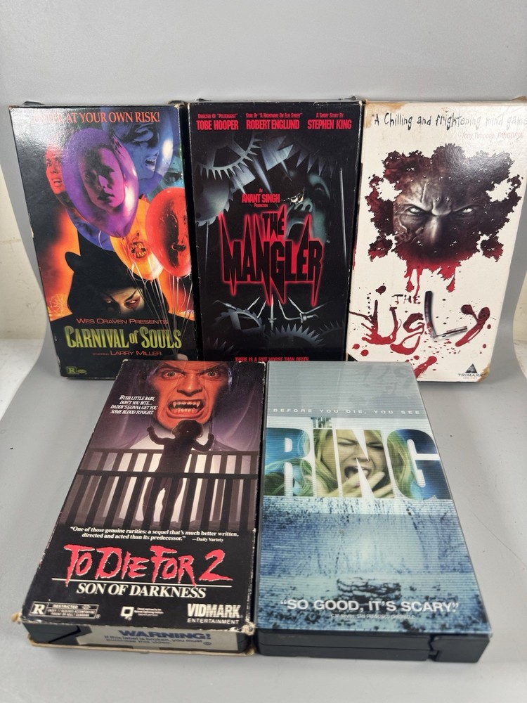 Vintage Horror VHS Lot 5 The Ring Ugly Mangler Carnival Of Souls To Die For 2