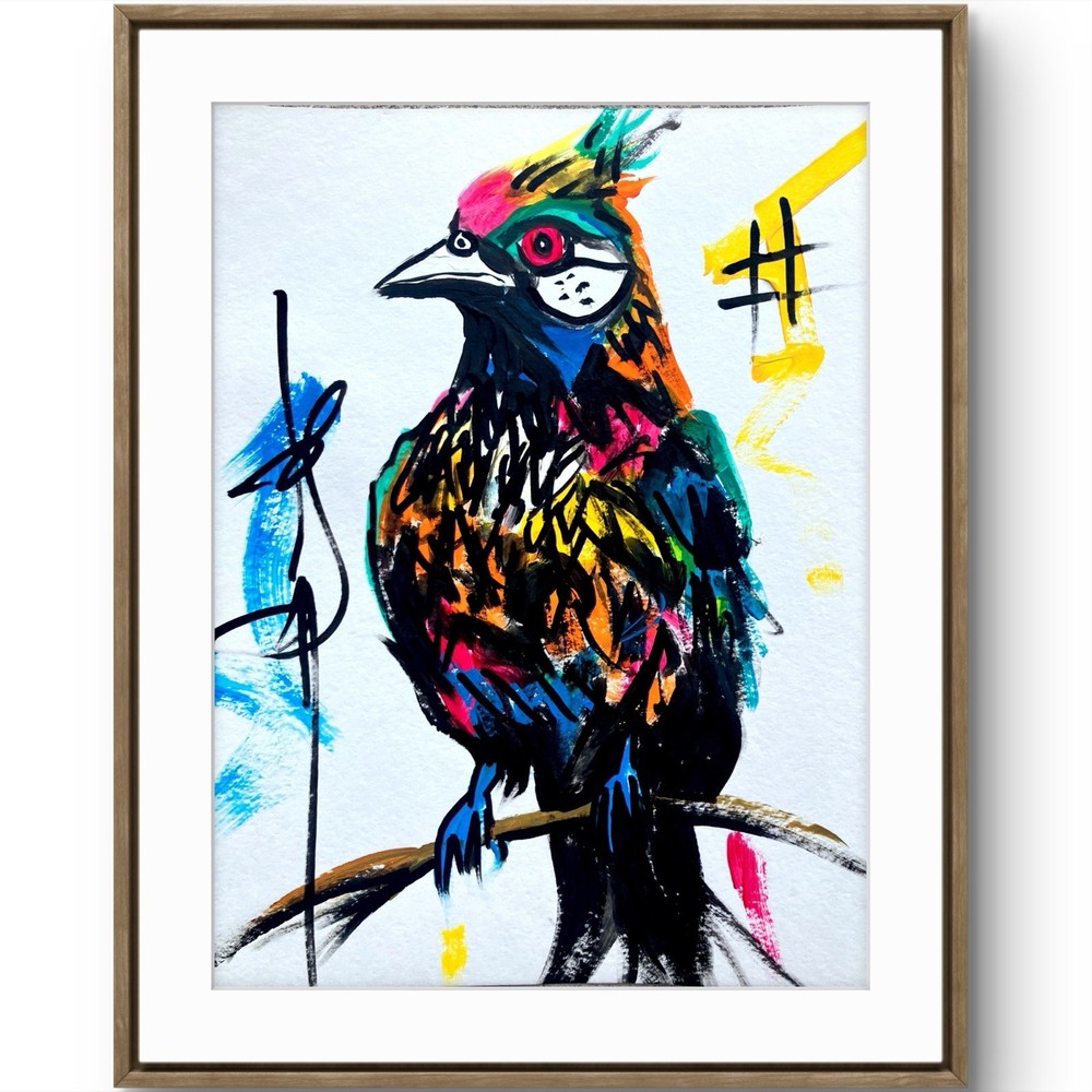 TITA PAINTZ Bird Modern Graffiti Expressionist Portrait Hand Painted Wall Art