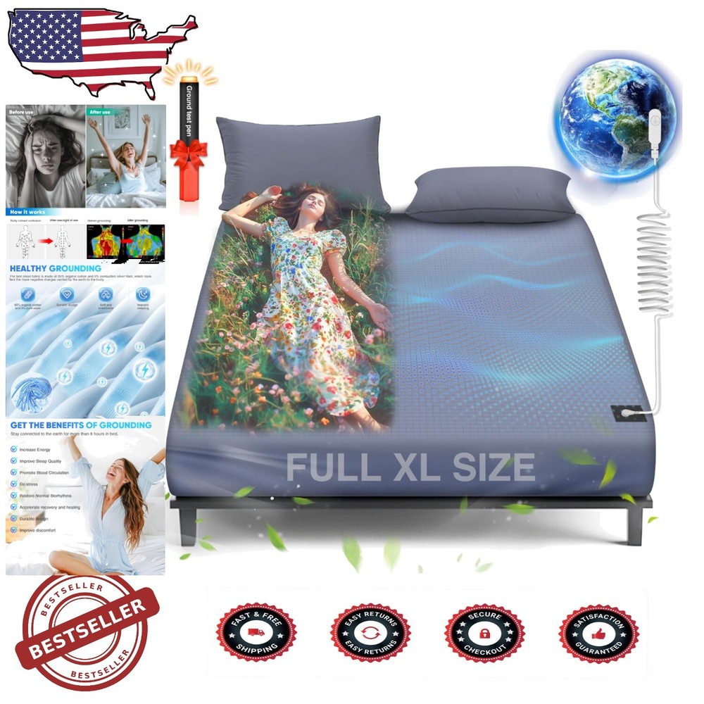 Full XL Grounding Sheet for Healthy Sleep - 95% Cotton 5% Silver Therapy  