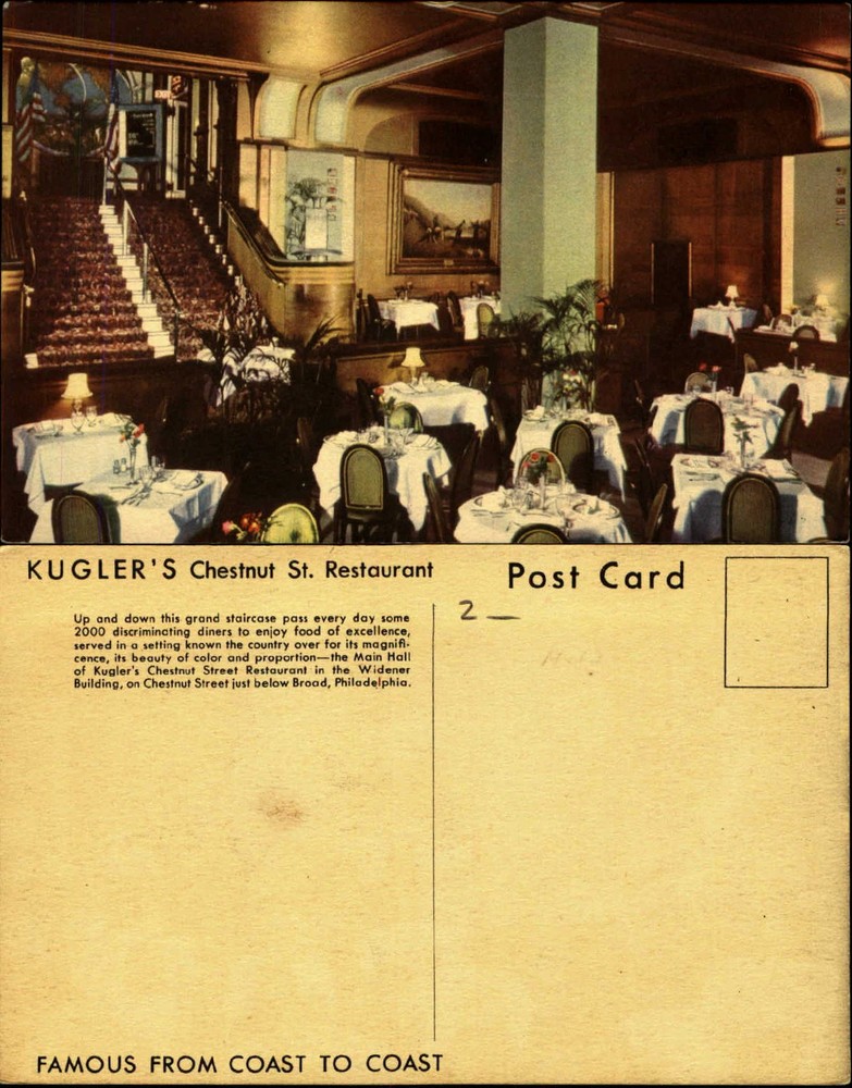 Kugler's Chestnut St Restaurant Widener Building Philadelphia PA grand staircase