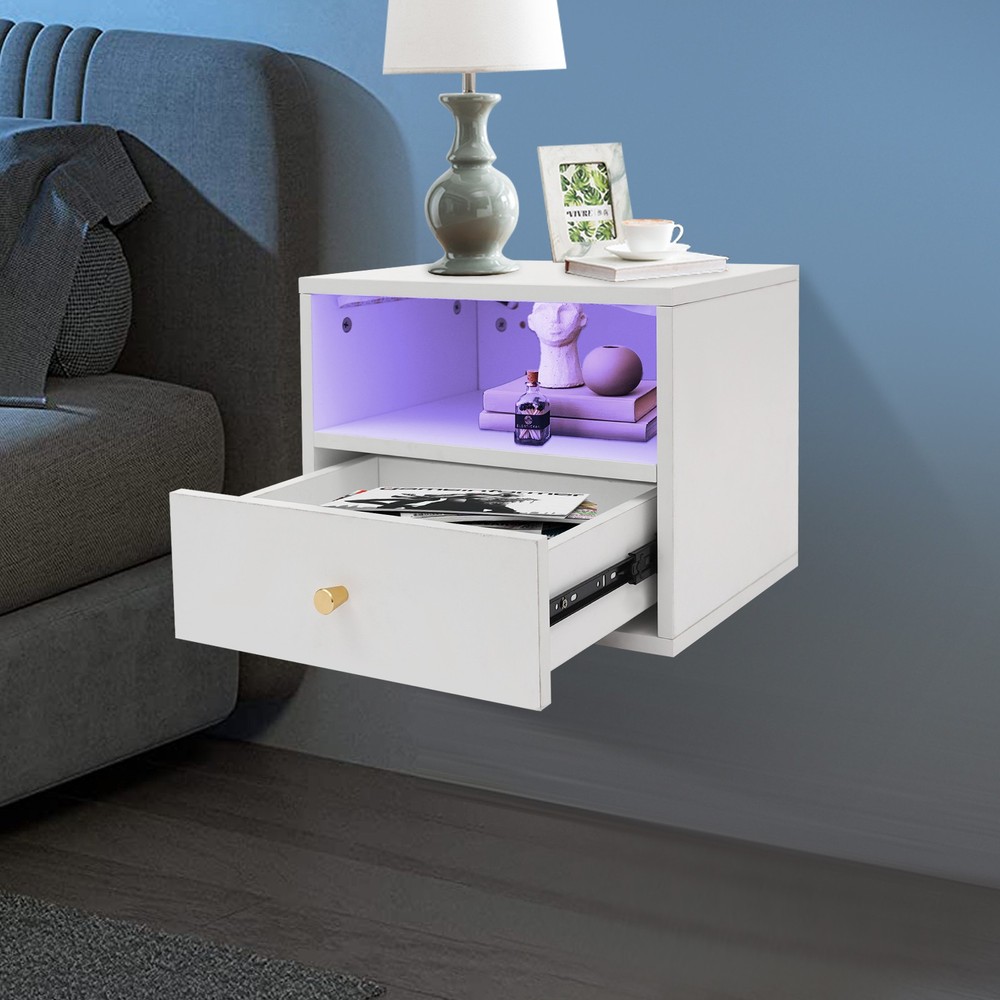 Minimalist Floating Bedside Cabinet with Wall-Mounted Storage Drawers