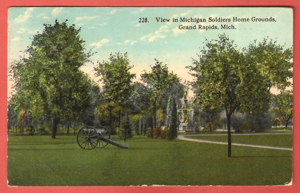 MICHIGAN SOLDIERS HOME GROUNDS, GRAND RAPIDS, MICH. – 1913 Postcard