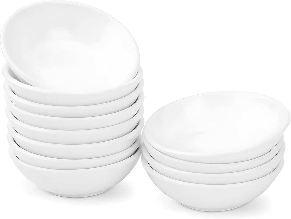 12 Pack Soy Sauce Dish 3Inch Ceramic Dipping Bowls Bulk 1.2 Oz White Dipping New