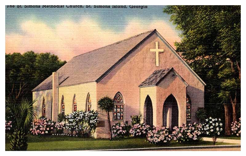 Postcard CHURCH SCENE St. Simons Island Georgia GA m/09 AP2555
