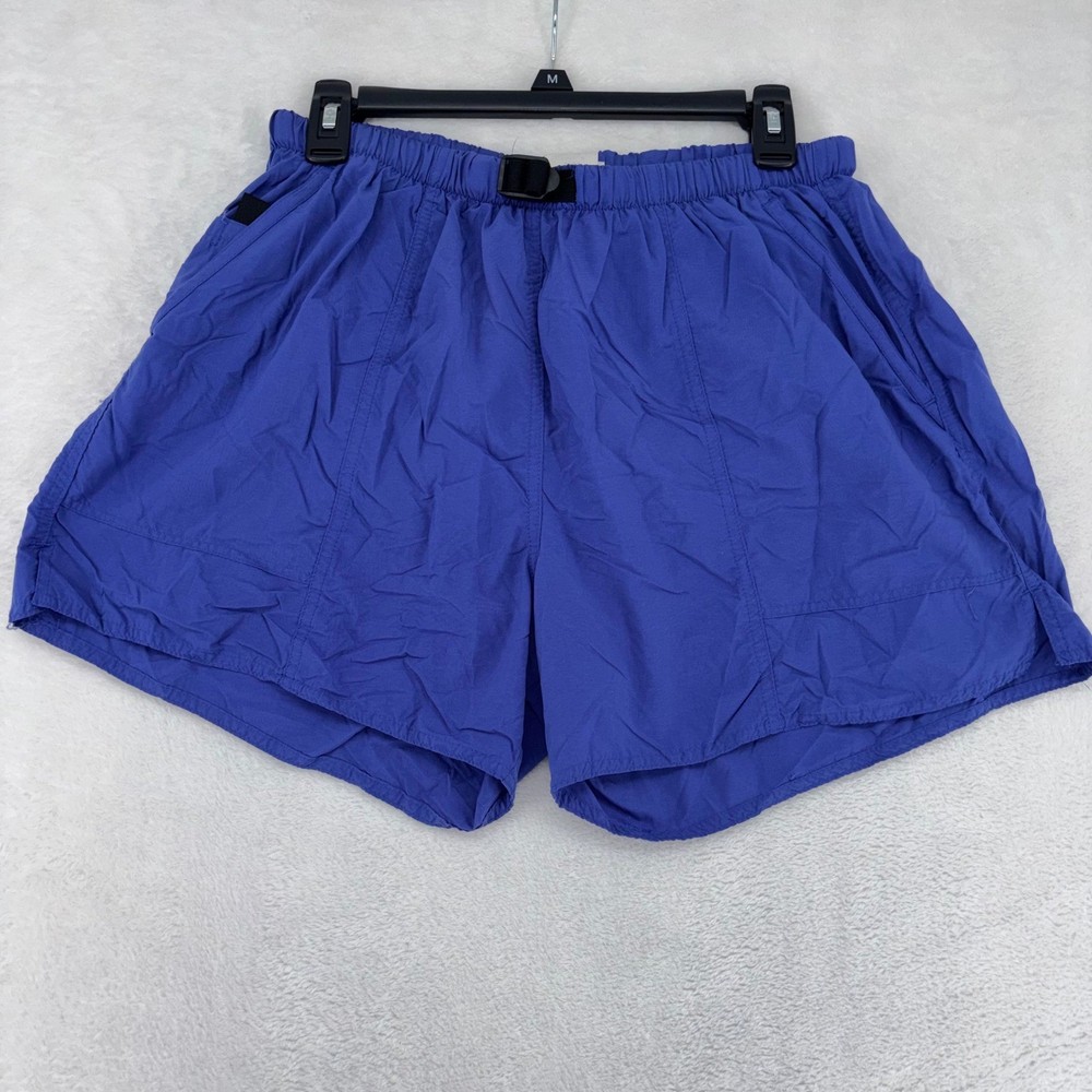 LL Bean Vintage Mens Blue Supplex Nylon Belted River Shorts Size M Made in USA
