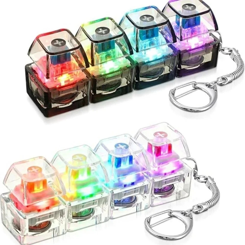 Keyboard Fidget Toys for Adults Keyboard Clicker with LED Light Keychain Fidget