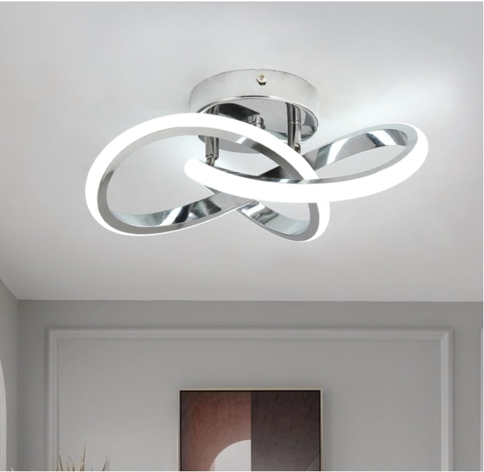 Modern Curved Acrylic LED Ceiling Light 6000K Cool White for Hallway