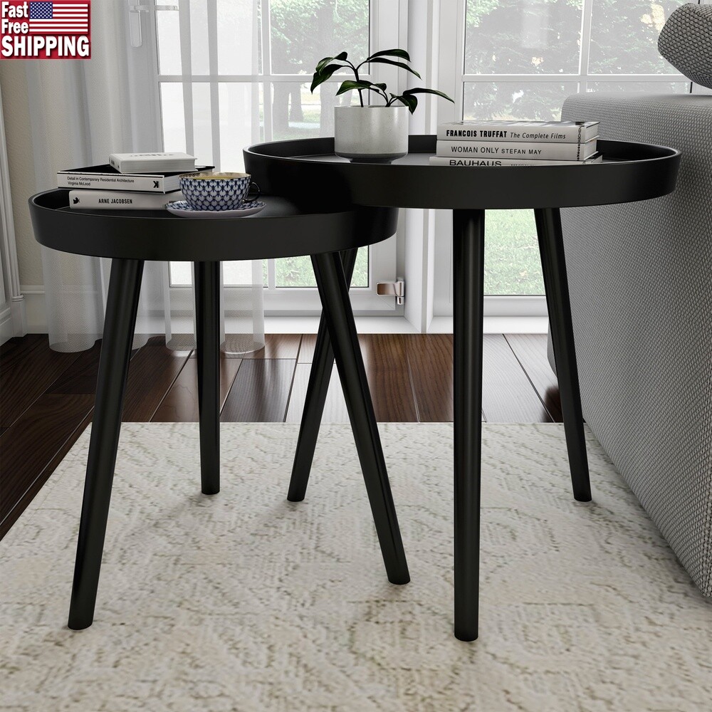 Modern Circular Nesting End Tables Set for Living Room or Office