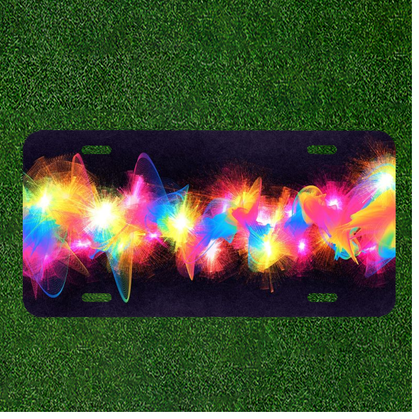 Custom Personalized License Plate Auto Tag With Colorful Fancy Abstract Art NEW-image