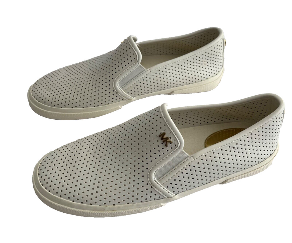 Michael Kors Keaton White Leather Slip On Sneakers Size 6.5 M
