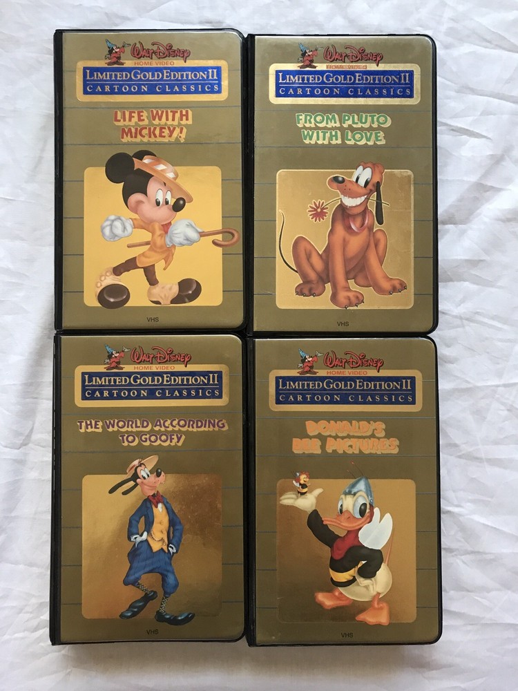 Limited Gold Edition II Disney Cartoon Classics Lot of 4 VHS Goofy Donald Mickey