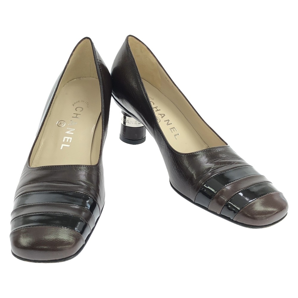CHANEL Vintage Brown Calfskin Leather Heel Pumps Women Size 36 Pre-Owned