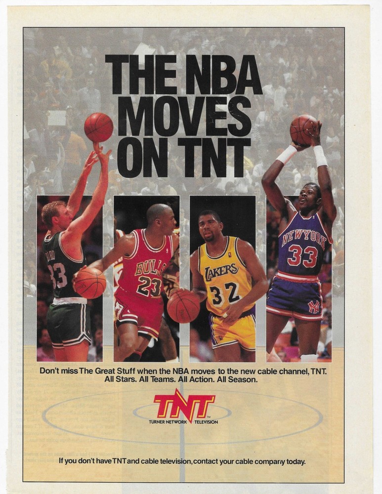 Larry Bird/Michael Jordan/Magic Johnson/Patrick Ewing    Tnt   Original Print Ad