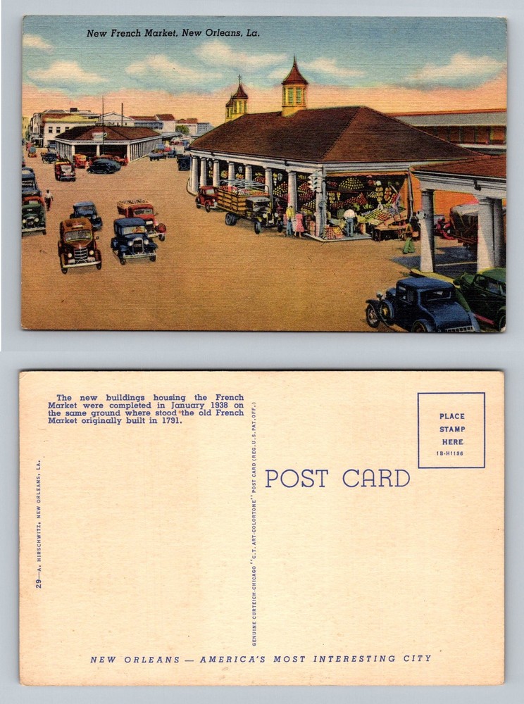 New Orleans, LA-Louisiana, French Market Street & Vendors Scene Vintage Postcard