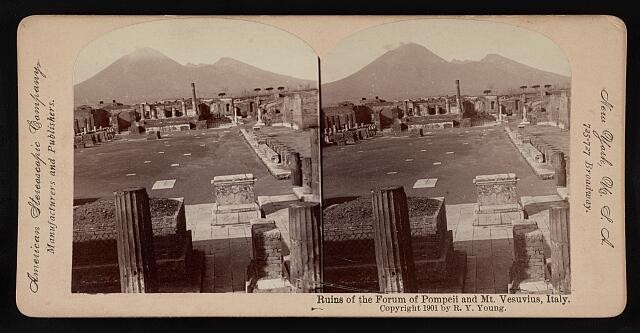 Photo:Pompeii Italy 1901 Ruins of the Forum Mt Vesuvius Stereoview