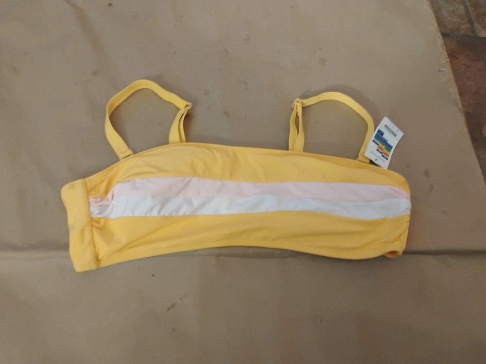 Women's Time and Tru Yellow/White Underwire Swimsuit Top Size XL 16-18 NWT