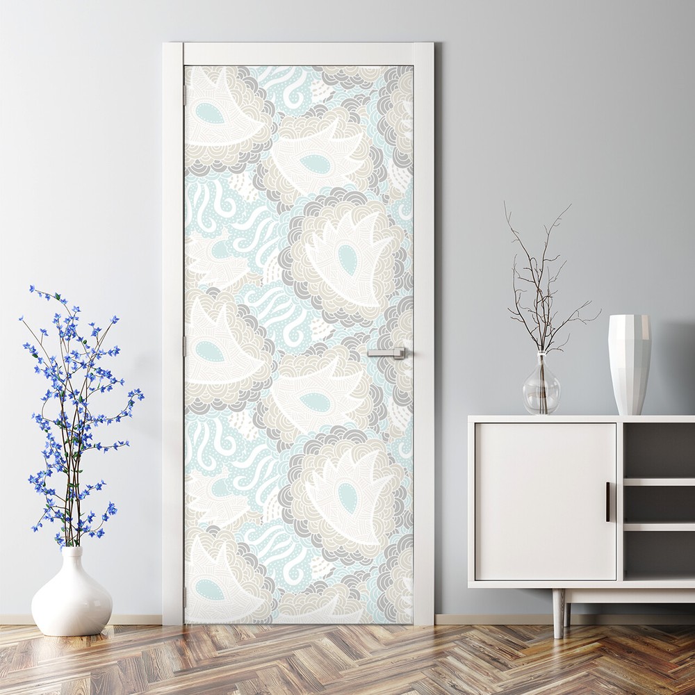 Adhesive Door sticker Floral Pastel colors Kids room Nursery Dots Bright Subtle