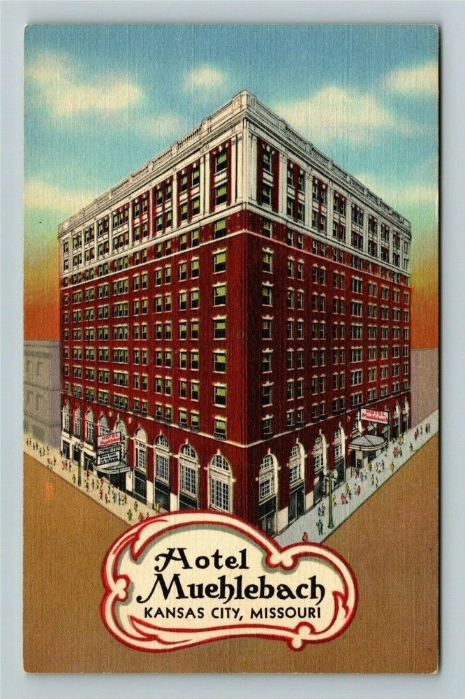 Kansas City MO-Missouri, Hotel Muehlebach, Exterior, Vintage Postcard