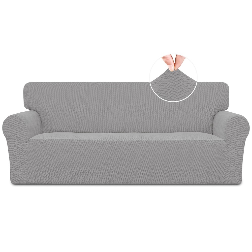 Stretch Jacquard Couch Cover, 1-Piece Soft Sofa Cover, Sofa Slipcover with An...