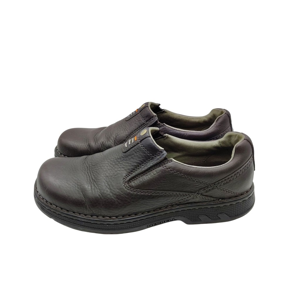 Merrell World Legend Mens 9 Brown Leather Loafers Slip on Casual Shoes