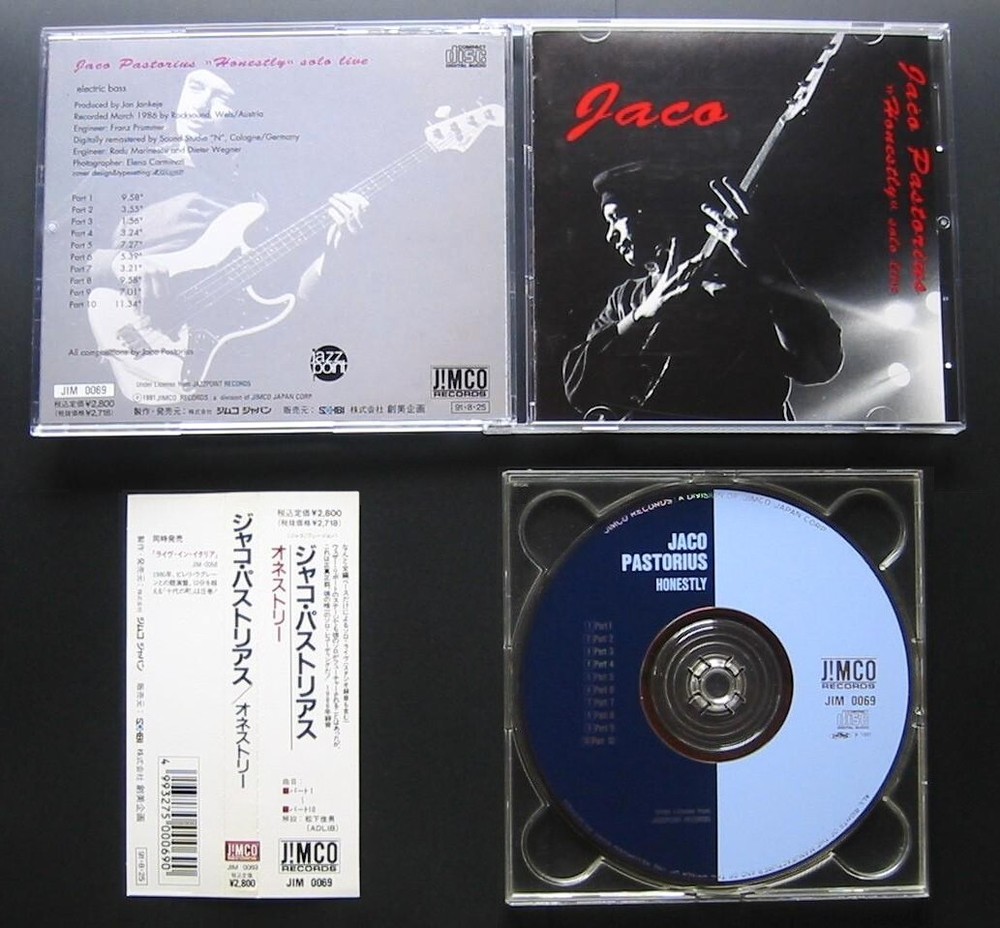 JACO PASTORIUS Honestly Solo Live 1991 JAPAN 1ST PRESS CD OBI OOP WEATHER REPORT