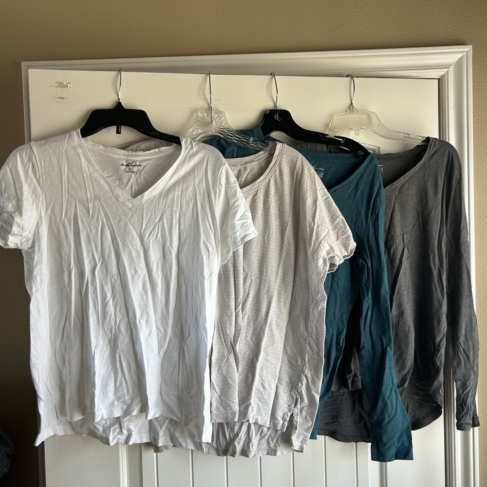 Eddie Bauer T Shirt Lot Of 4 Womens Medium/Large Short Sleeve Tee Cotton